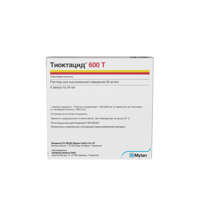 Тиоктацид Т раствор для в/в 25 мг/мл 24 мл * 5